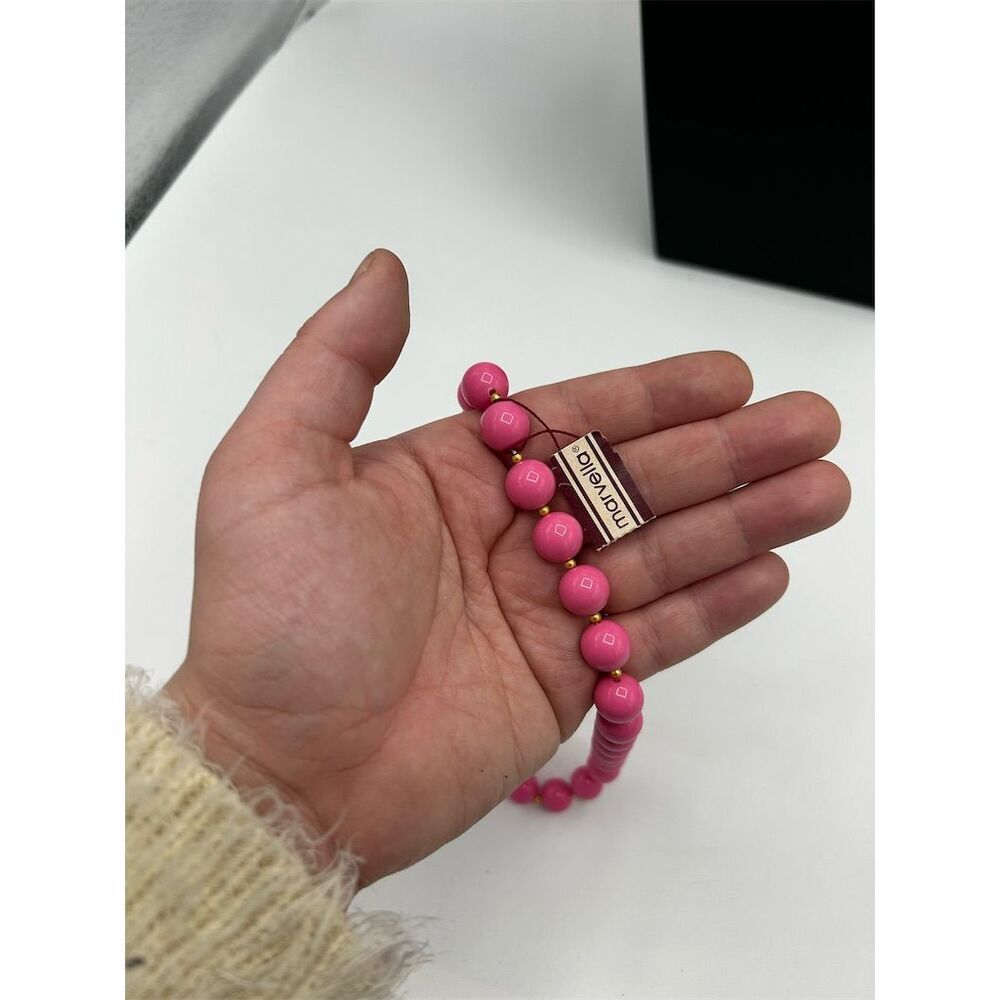 Marvella Pink Beaded Necklace Retro Vintage Statement Jewelry - Picture 2 of 3